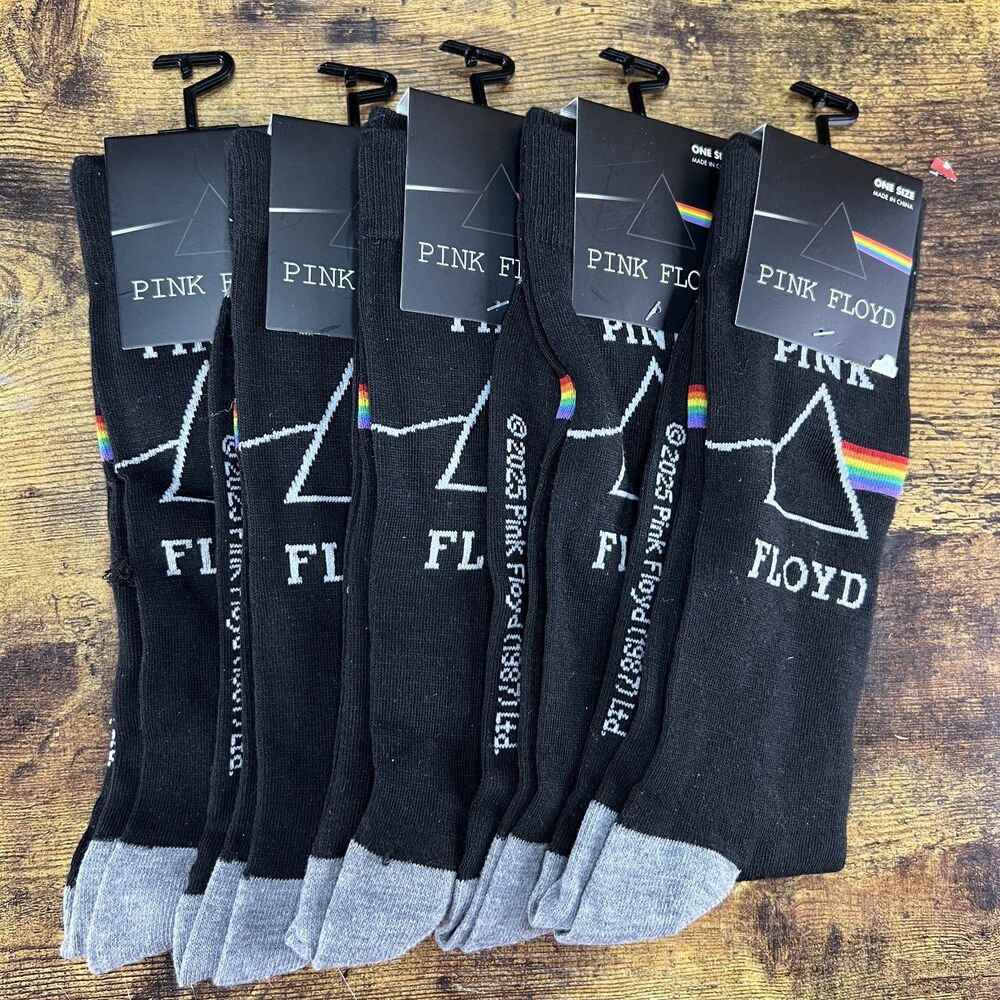 Pink Floyd Novelty 2 Pair Crew Socks One Size US Shoe Size 7-12 NWT Lot of 5